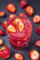 Image showing Strawberry in fresh smoothie 