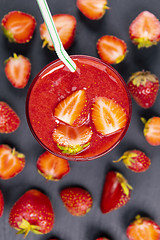 Image showing Strawberry in fresh smoothie 