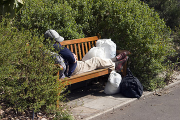 Image showing Destitute on a Park Bench