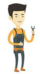 Image showing Repairman holding spanner vector illustration.