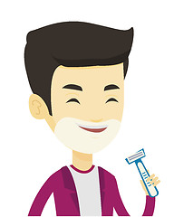 Image showing Man shaving his face vector illustration.
