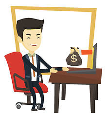 Image showing Businessman earning money from online business.