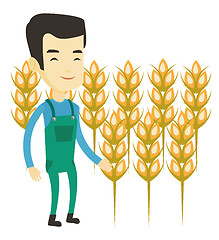 Image showing Farmer in wheat field vector illustration.