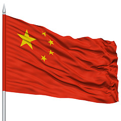 Image showing China Flag on Flagpole