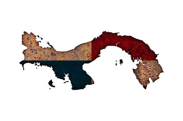 Image showing Map and flag of Panama on rusty metal