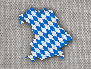 Image showing Map and flag of Bavaria on old linen