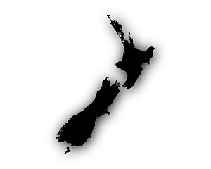 Image showing Map of New Zealand with shadow