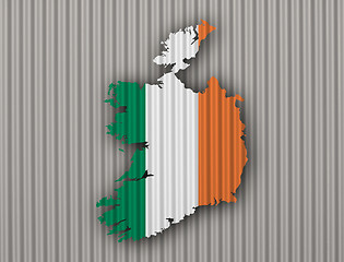 Image showing Map and flag of Ireland on corrugated iron