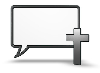 Image showing christian cross and speech bubble