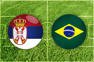 Image showing Serbia vs Brazil football match