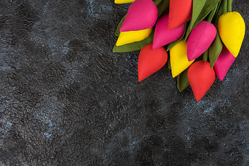 Image showing Handmade tulips on darken