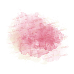 Image showing Pink  and yellow watercolor painted stain isolated on white back