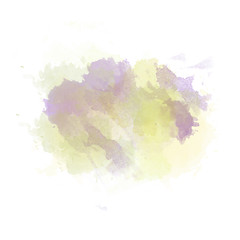Image showing Green , yellow  and purple watercolor painted stain isolated on 