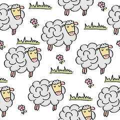 Image showing doodle seamless pattern with sheep