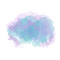 Image showing Blue  and purple watercolor painted stain isolated on white back