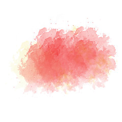 Image showing Pink  and yellow watercolor painted stain isolated on white back