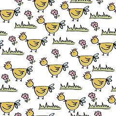 Image showing doodle seamless pattern with chicken