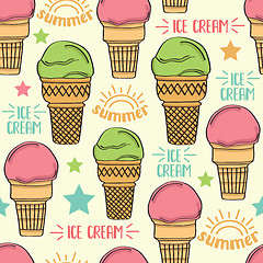 Image showing Doodle seamless pattern with ice cream