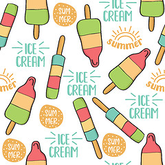 Image showing Doodle seamless pattern with ice cream