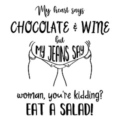 Image showing Funny  hand drawn quote about diet