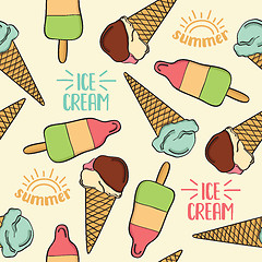 Image showing Doodle seamless pattern with ice cream