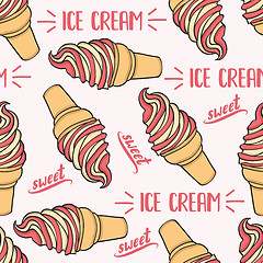 Image showing Doodle seamless pattern with ice cream