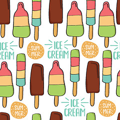 Image showing Doodle seamless pattern with ice cream