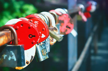 Image showing Heart-shaped Padlocks - Symbol Of Love