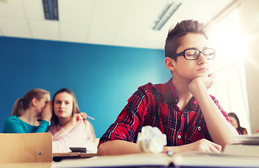 Image showing students gossiping behind classmate back at school