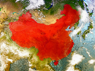 Image showing China on illustrated globe
