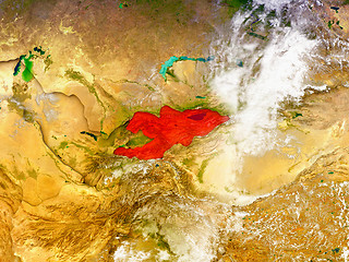 Image showing Kyrgyzstan on illustrated globe