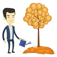 Image showing Man watering money tree vector illustration.