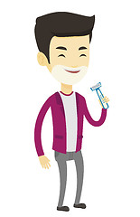 Image showing Man shaving his face vector illustration.