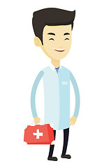 Image showing Doctor holding first aid box vector illustration.