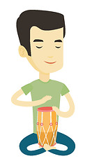 Image showing Man playing ethnic drum vector illustration.