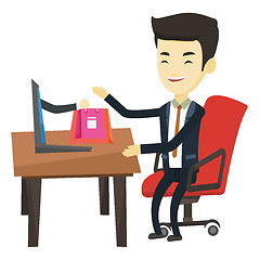 Image showing Man shopping online vector illustration.