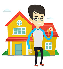 Image showing Real estate agent with key vector illustration.