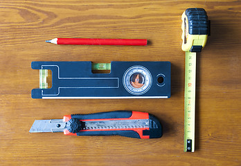 Image showing construction tools lying on the table