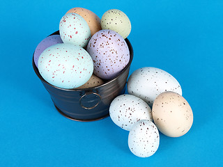 Image showing Flecked Eggs on Blue