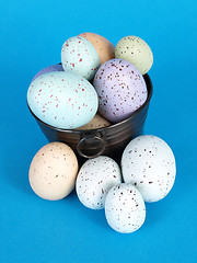 Image showing Speckled Eggs on Blue