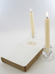Image showing Bible and Candles