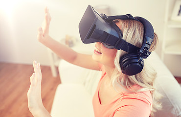 Image showing woman in virtual reality headset or 3d glasses