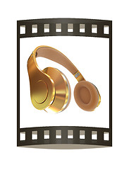 Image showing Best headphone icon. 3d illustration. The film strip.