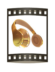 Image showing Best headphone icon. 3d illustration. The film strip.