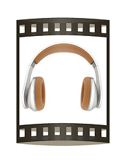 Image showing Best headphone icon. 3d illustration. The film strip.