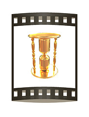 Image showing Golden Hourglass. 3d illustration. The film strip.