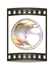 Image showing Metall button. 3d illustration. The film strip.