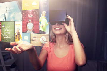 Image showing woman in virtual reality headset or 3d glasses