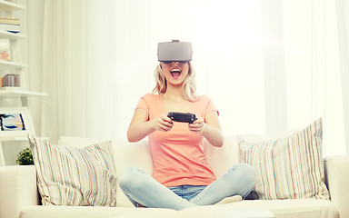 Image showing woman in virtual reality headset with controller