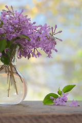 Image showing Spring Lilac bouquet on table